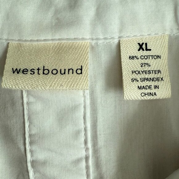 Westbound White Button Down Front AND Back Long Roll Up Sleeves Blouse Size XL - Picture 6 of 7